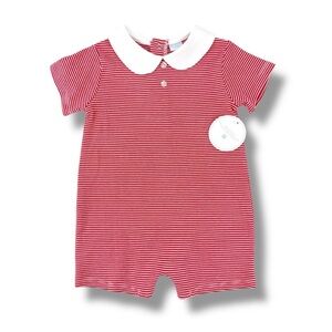 EDGEHILL COLLECTION EUC Boys Striped Peter Pan Collar Romper